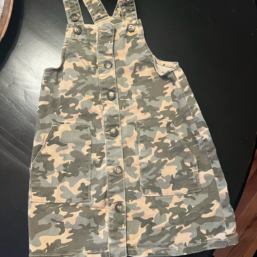 Girls camo jean romper dress